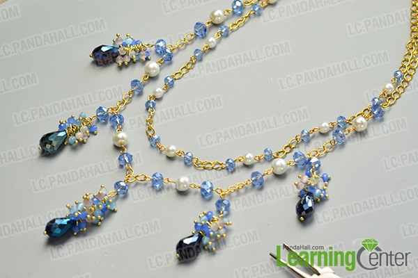 finish the pretty handmade glass beads chain necklace