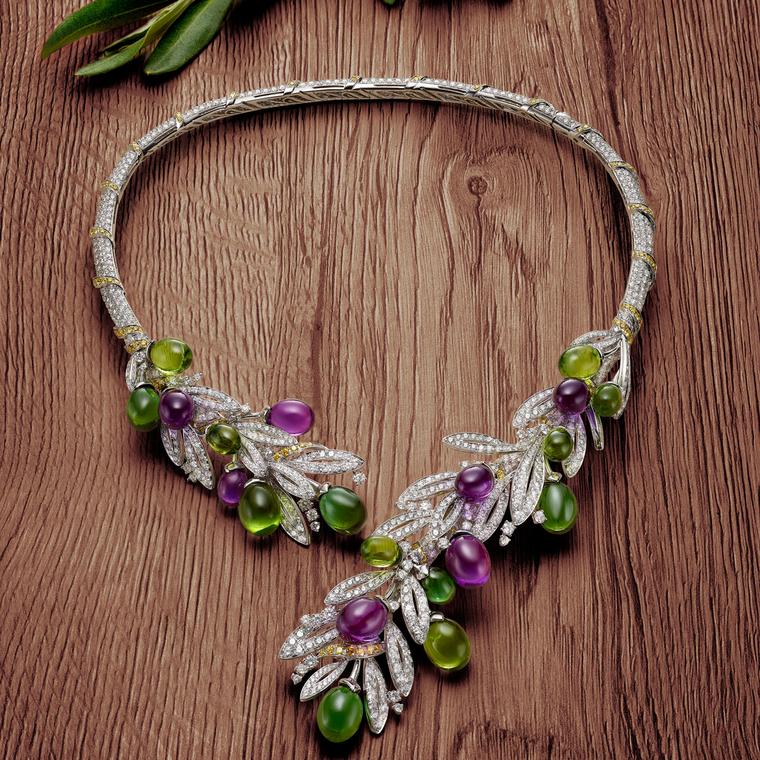 Festa Olive multi-coloured gemstone necklace