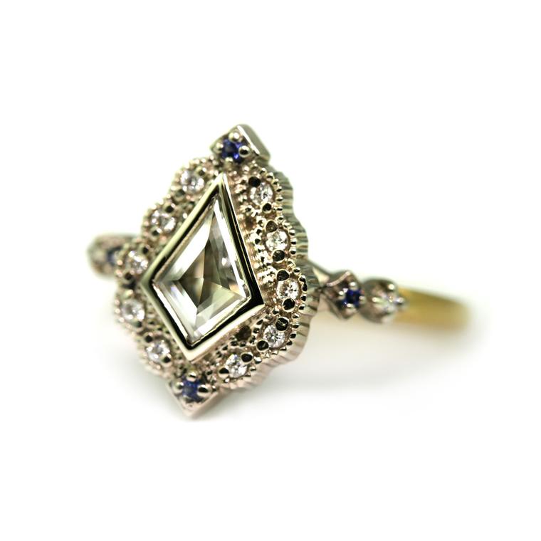 Ribbon Frame diamond engagement ring 